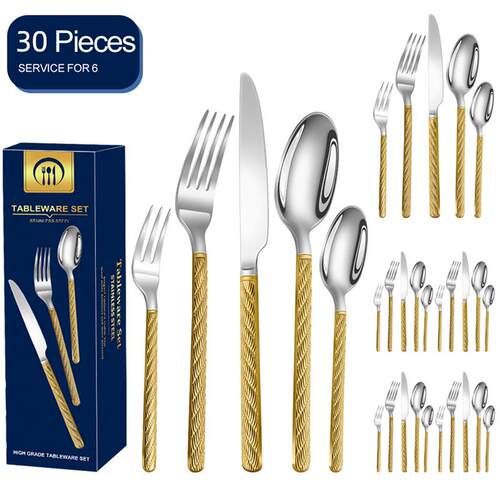 New Fried Dough Twists stainless steel tableware set 30pcs