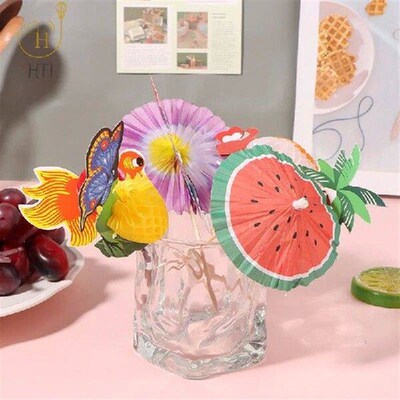 50Pcs Various Ornament Paper Umbrella Cocktail Parasols