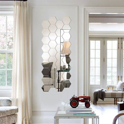 6/12pcs 3D Mirror Wall er Hexagon Decal Home Decor DIY Self-