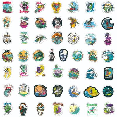 10/50PCS Cool Summer Skull Surfing Stickers Beach Surf Decal