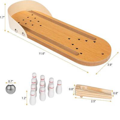 Mini Bowling Game Set Desk Games Stress Relievers Wooden toy