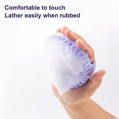 Bath Brush Silicone Body Scrubber with Ergonomic Grip for