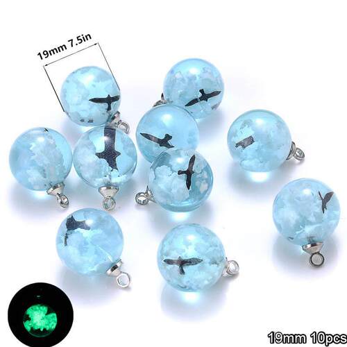10Pcs Chic Transparent Acrylic Resin Round Ball Pendant Blue