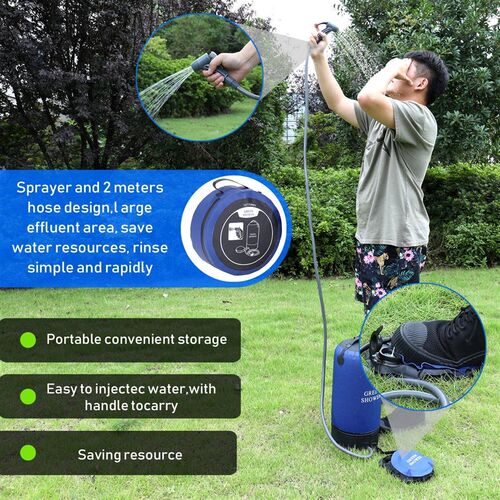 Outdoor PVC Pressure Shower with Foot Pump Lightweight Infla