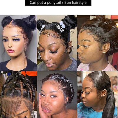 30 40 Inch Bone Straight Human Hair Lace Frontal Wigs Brazil