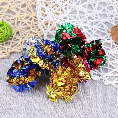 12pcs Colorful Ball Sound Tin Paper Toy for Cat Durability