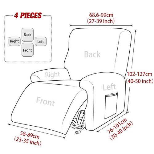 4Pcs/set Jacquard Recliner Sofa ver Sretch Armchair Slipvers