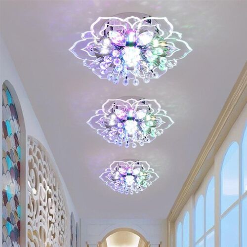 Modern LED Crystal Glass Ceiling Light Flower Shape Colorful