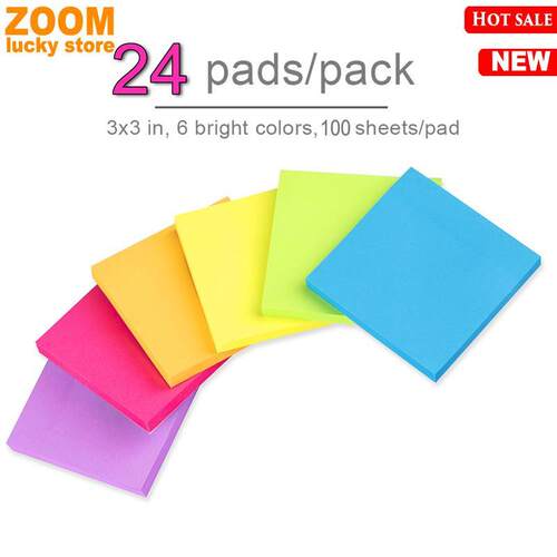 (24 Pack)Sticky Notes 3x3in Post Bright Stickies Colorful