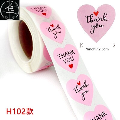 500pcs/roll  Thank You Stickers Handmade Sticker Circle Sta