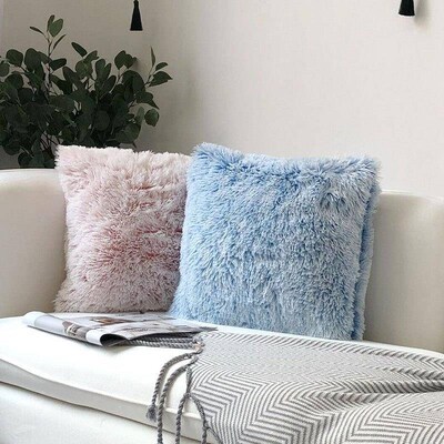 European solid color plush pillowcase sofa cushion cover抱枕
