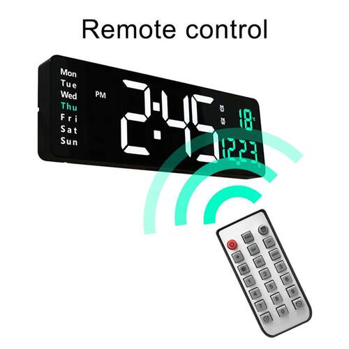 Large LED Digital Wall Clock with Remote Control Wall-mounte
