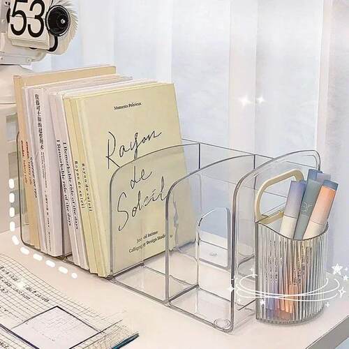Convenient Clear Acrylic Bookends with Handle Desk Organizer