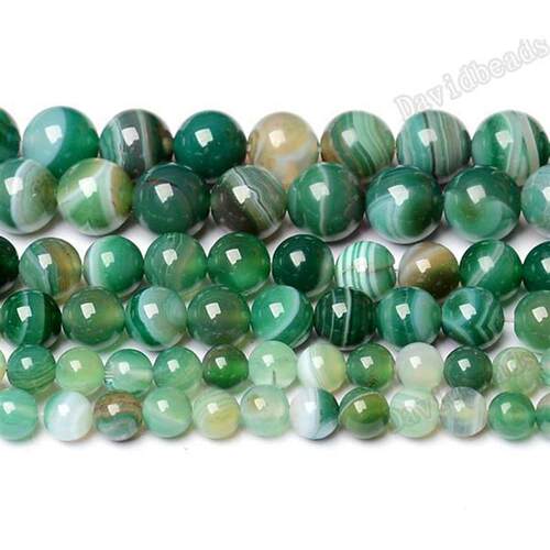 Free Shipping Natural Stone Green Stripe Agat Round Loose Be