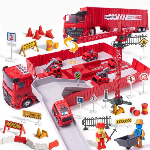 Alloy Engineering Vehicle Parking Lot Car Set Toys  Music An