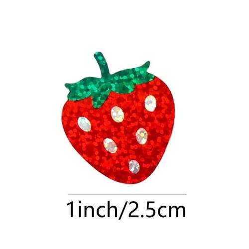 100-500pcs Red Laser Strawberry Shaped Sticker Decoration Gi