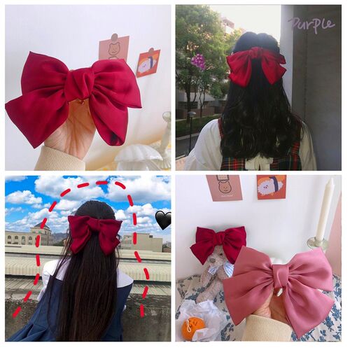 VKME Fashion Big Bow Hairpin Cute Red Barrette Pink Hair Cli