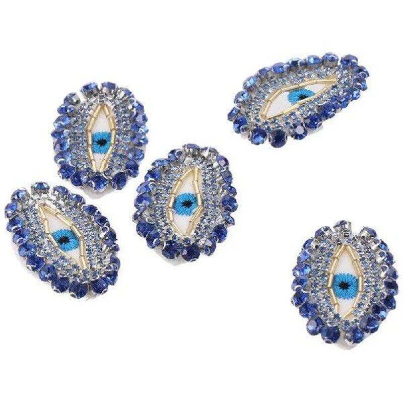 Pack of 5 Blue Bling Crystal Rhinestone 3.8*5.9cm Evil Eye图片