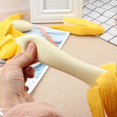 Elastic Spoof Peeling Banana Squishy Fidget QToys Antistress