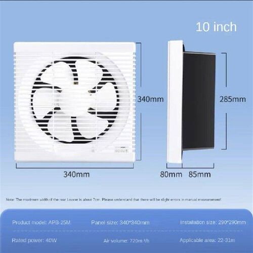 8/10 Inch Ventilation Fan Reversible Window Shutter Exhaust
