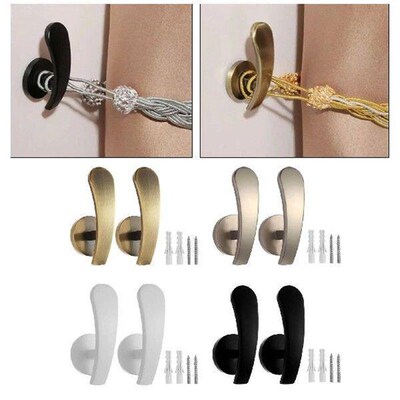 2Pcs Curtain Holdbacks Drapery Tieback Hooks Wall Mounted