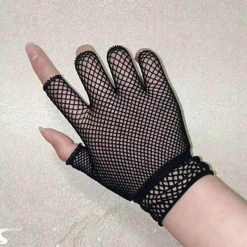 1 Pair Unisex Short Fishnet Gloves Fashion Girl Fingerless M