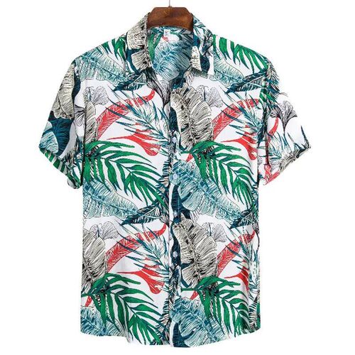 Mens Hawaiian Polyester Summer Short Sleeve Shirt Tropical