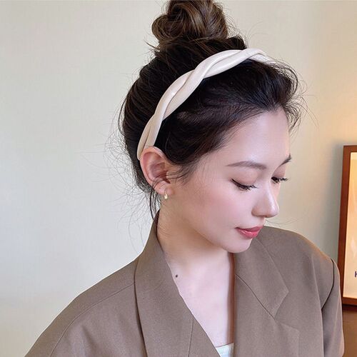 New Pu Leather Braided Headband Coffee Beige Black Twisted H