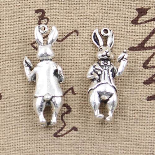 3pcs Charms 3D Stereo Rabbit 36x15mm Antique Pendant fit,Vin