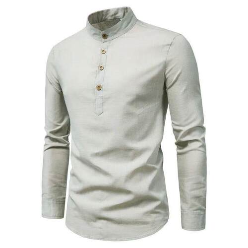 Mens solid color casual slim fitting standing collar long s