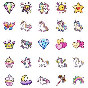 10/50pcs Cute Unicorns Animal Cartoon Graffiti Stickers Phon