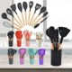 kitchen piece Wooden spatula silicone cooking set handle