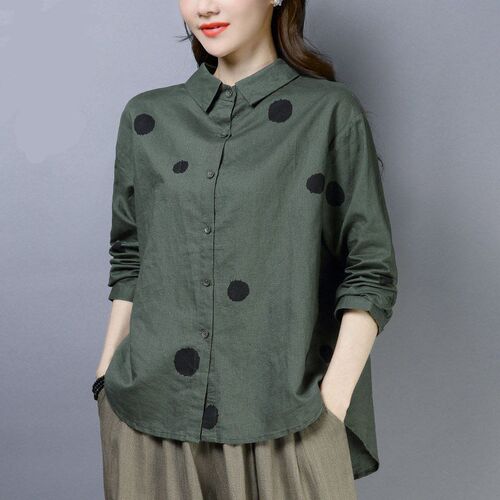 Autumn New Arts Style Women Shirts Plus Size Loose Long Slee