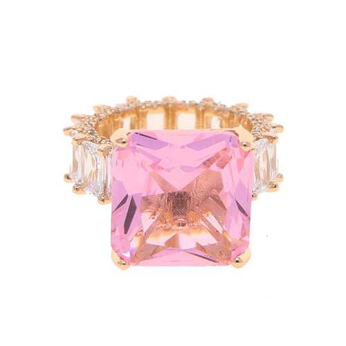 Female Pink Square Rhinestone cz Ring Charming Women Wedding