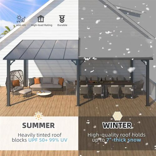 20 x 10 Outdoo Gazebo for Patio Large Wall Mounted Pergola