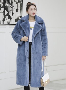 2021 Winter Women High Quality Faux Rabbit Fur Coat OverCoat