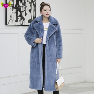 2021 Winter Women High Quality Faux Rabbit Fur Coat OverCoat