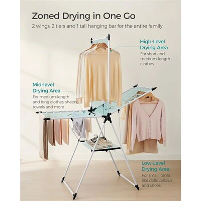 Clothes Drying Rack, Foldable 2-Level Laundry Drying Rack, F