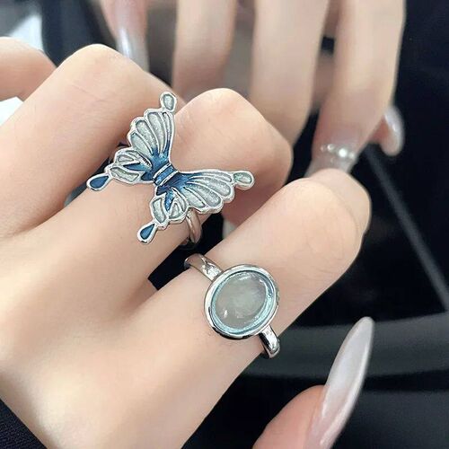 Korea Colorful Stone Oil Drip Rhinestone ndy Geometry Rings