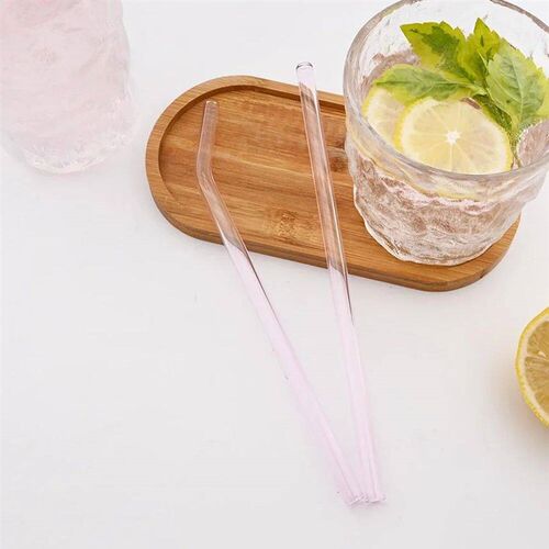 Pink Glass Straw Reusable Drinking Straw Borosilicate Glass