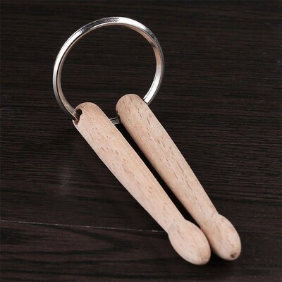Small Drum s Keychain Wood Drumsticks Percussion Key Ring Fa