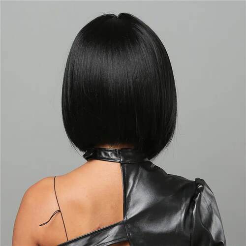 Natural Hairline Hair For Black Women Short Straight Bob Mid