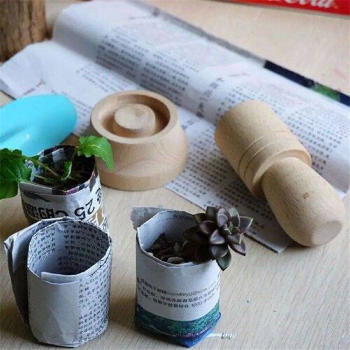 New Wooden Paper Pot Makers Garden Supplies Easy to Use Pot