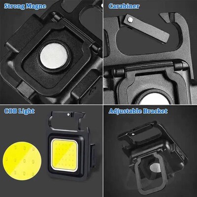 Mini Flashlight Keychain Rechargeable Work LED Keychain Flas