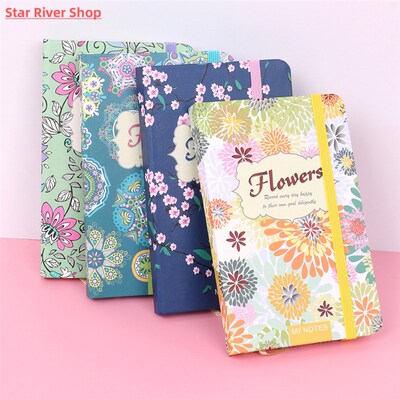 A6 small floral notebook with straps hardcover book hard cov