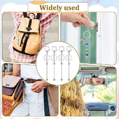 VEHO-20 Pcs Beadable Keychains Bars, Metal Beaded Keychain