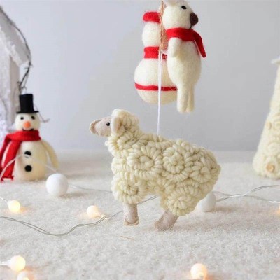 1pc Nordic Christmas Handmade Wool Felt Little Sheep