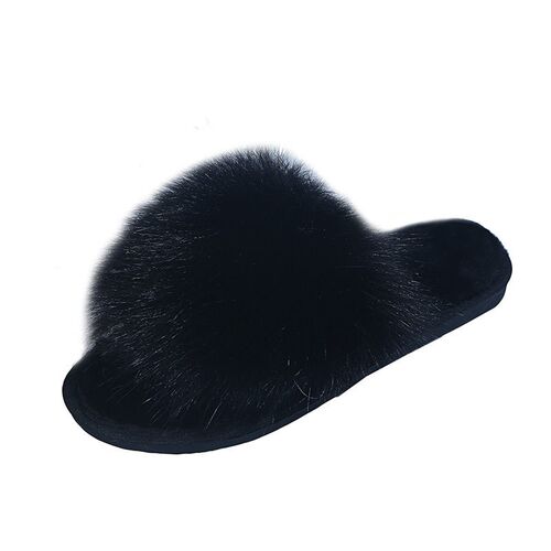 Solid Color One-line Fur Slippers For Women, Indoor Flooring