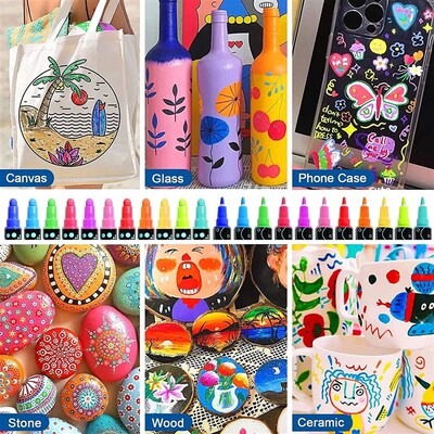 12/24/36 Packs Acrylic Paint Marker Pens Dual Tip Paint Mark