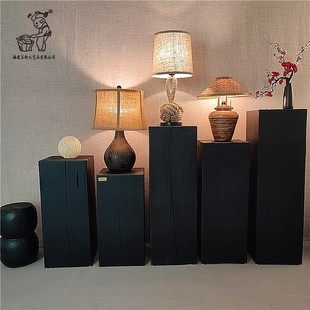 方形碳化木墩矮凳原木摆件茶几实木墩子花架树桩个性圆形柱子